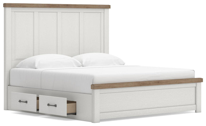 Savonport King Panel Bed with Storage - White/Brown (4)
