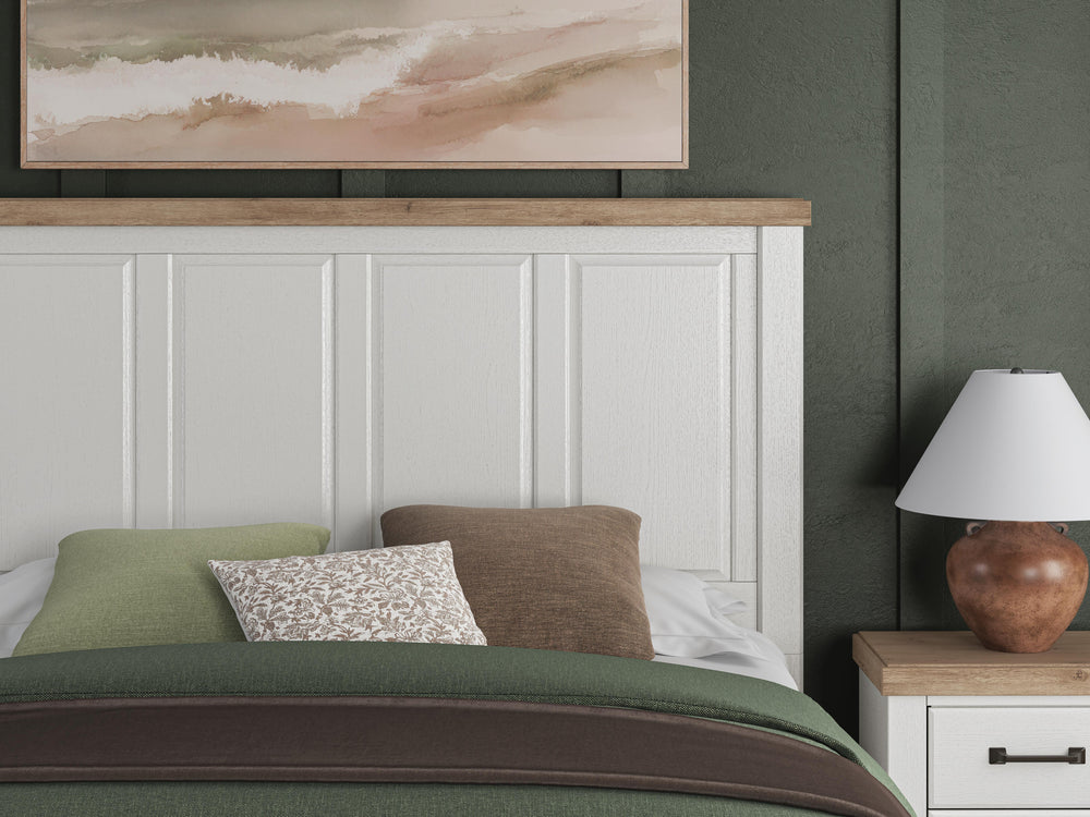 Savonport King Panel Bed with Storage - White/Brown (10)