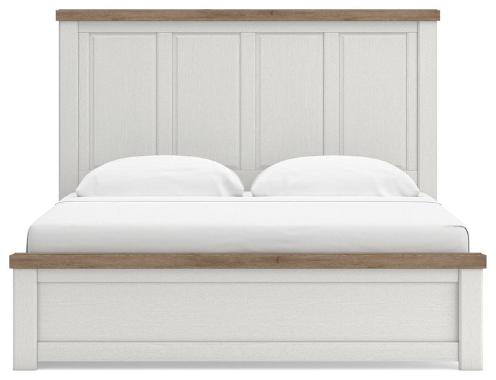 Savonport King Panel Bed with Storage - White/Brown (3)