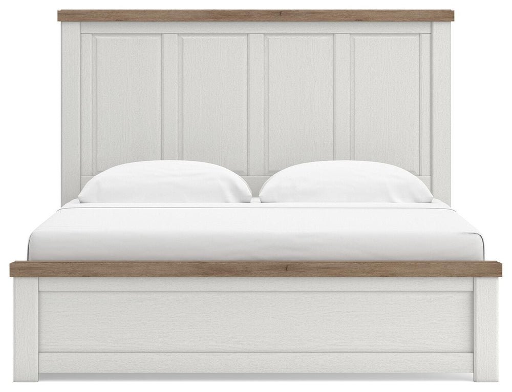 Savonport King Panel Bed with Storage - White/Brown (3)