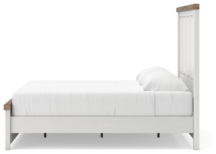 Savonport King Panel Bed with Storage - White/Brown (8)