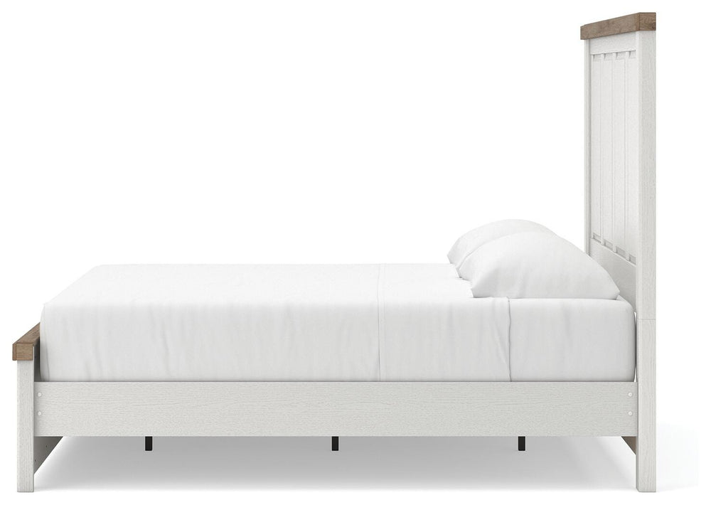 Savonport King Panel Bed with Storage - White/Brown (8)