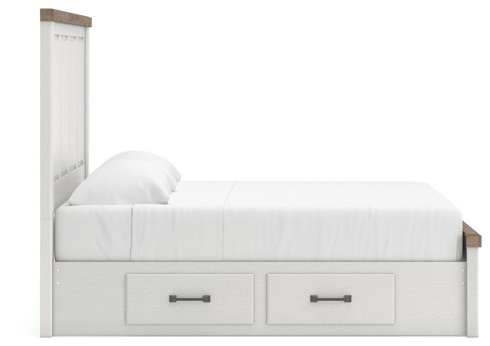 Savonport King Panel Bed with Storage - White/Brown (6)