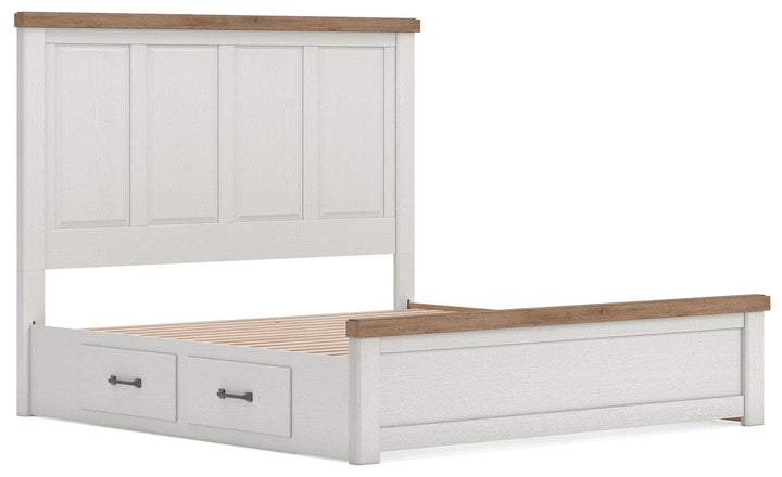 Savonport King Panel Bed with Storage - White/Brown (5)