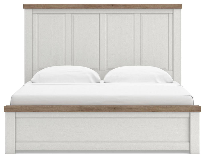 Savonport King Panel Bed with Storage - White/Brown (3)