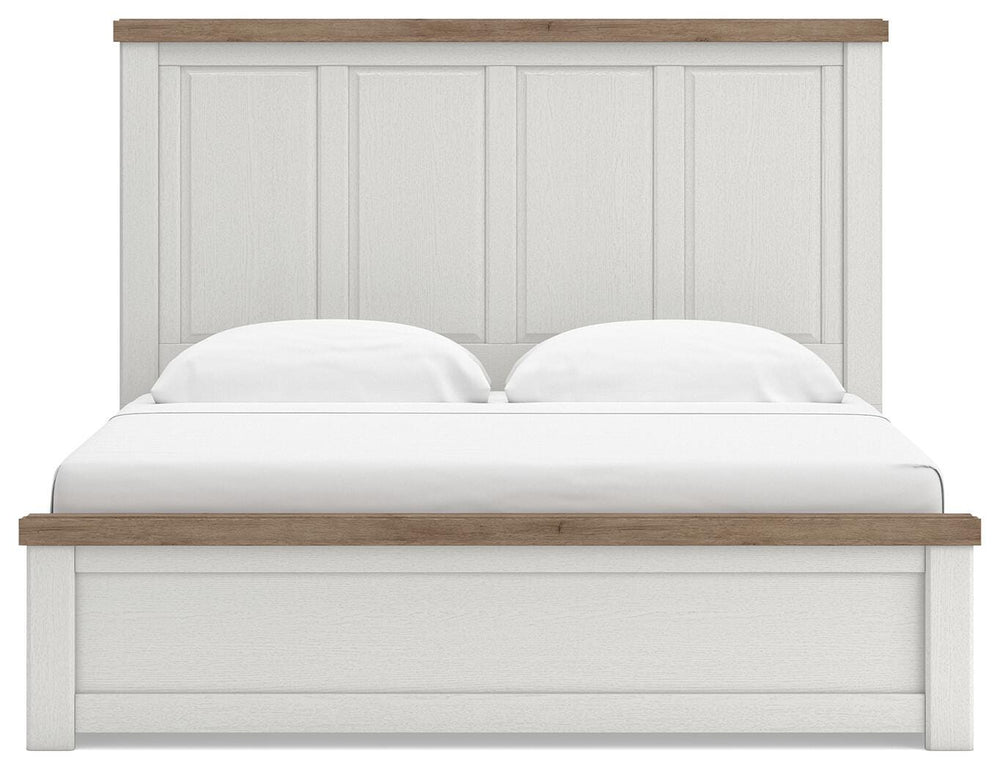 Savonport King Panel Bed with Storage - White/Brown (3)