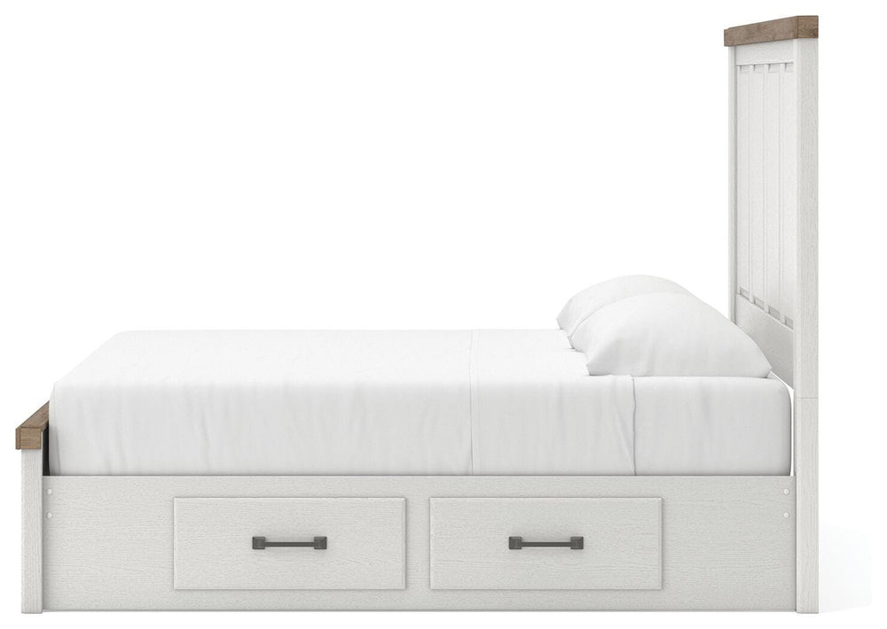 Savonport King Panel Bed with Storage - White/Brown (8)