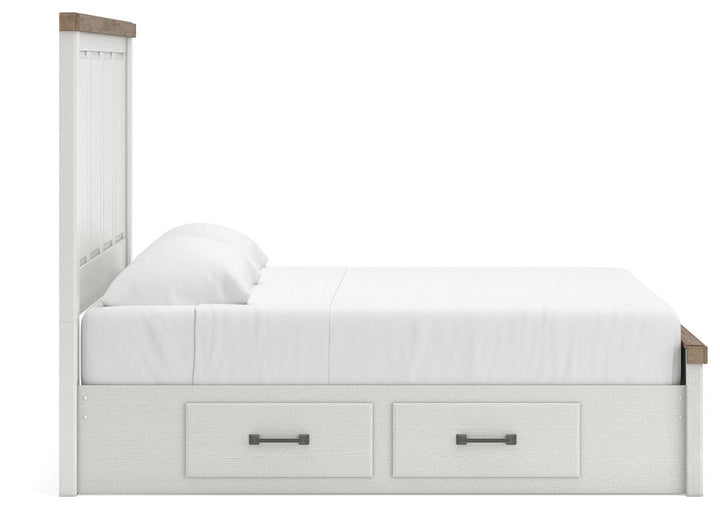 Savonport King Panel Bed with Storage - White/Brown (6)