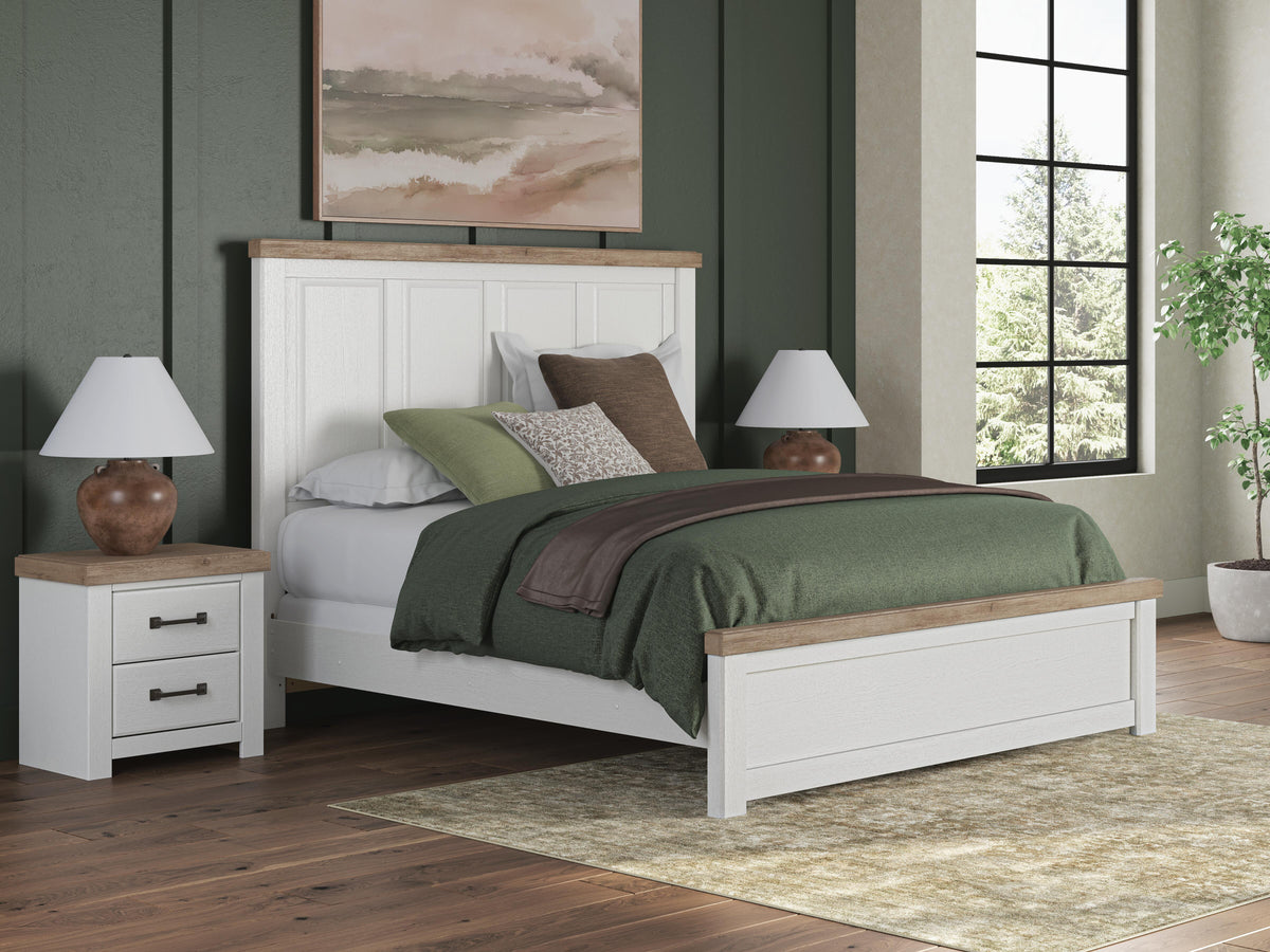Savonport King Panel Bed - White/Brown (2)