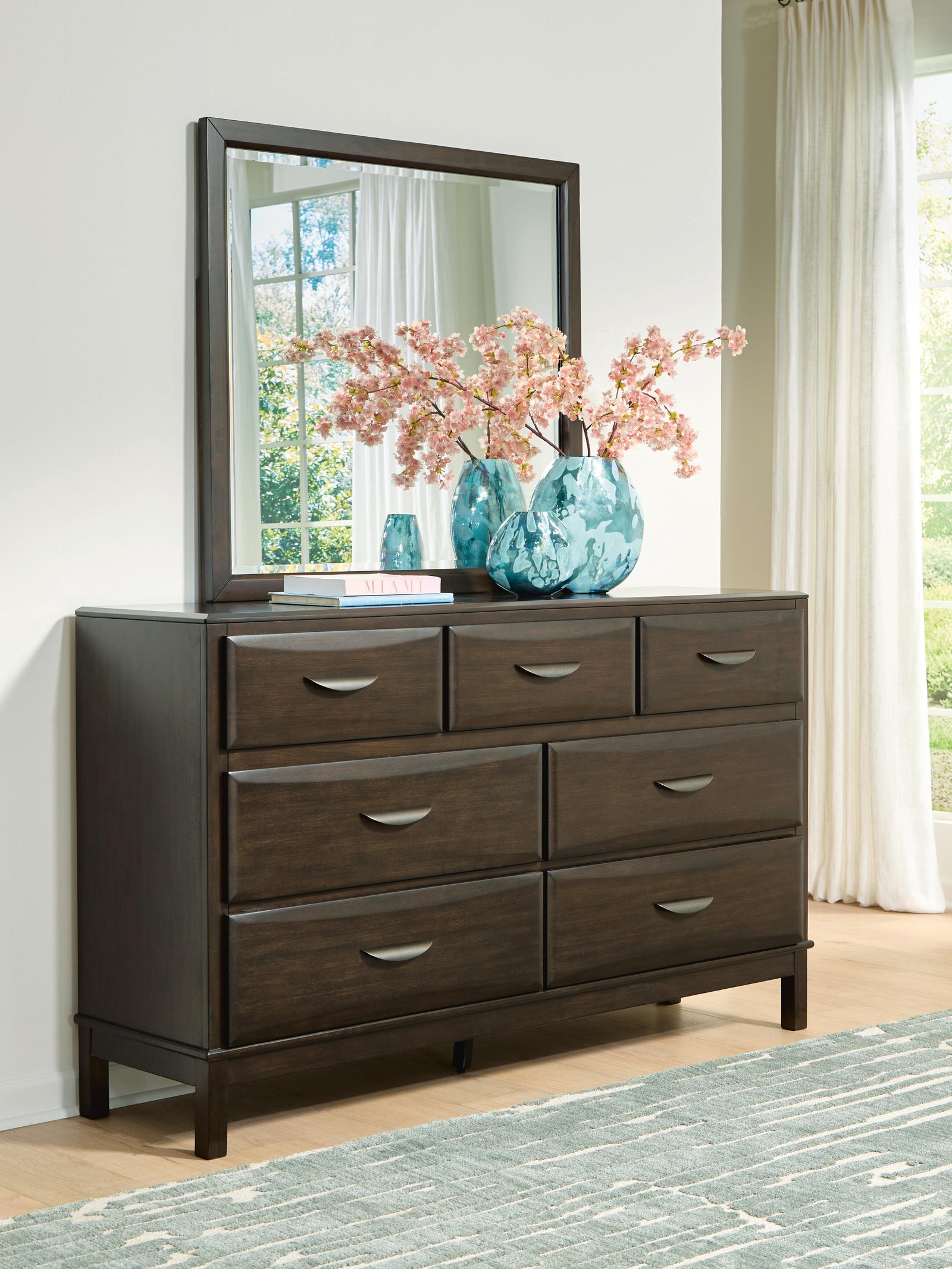 Vanmore Dresser and Mirror - Dark Brown (2)