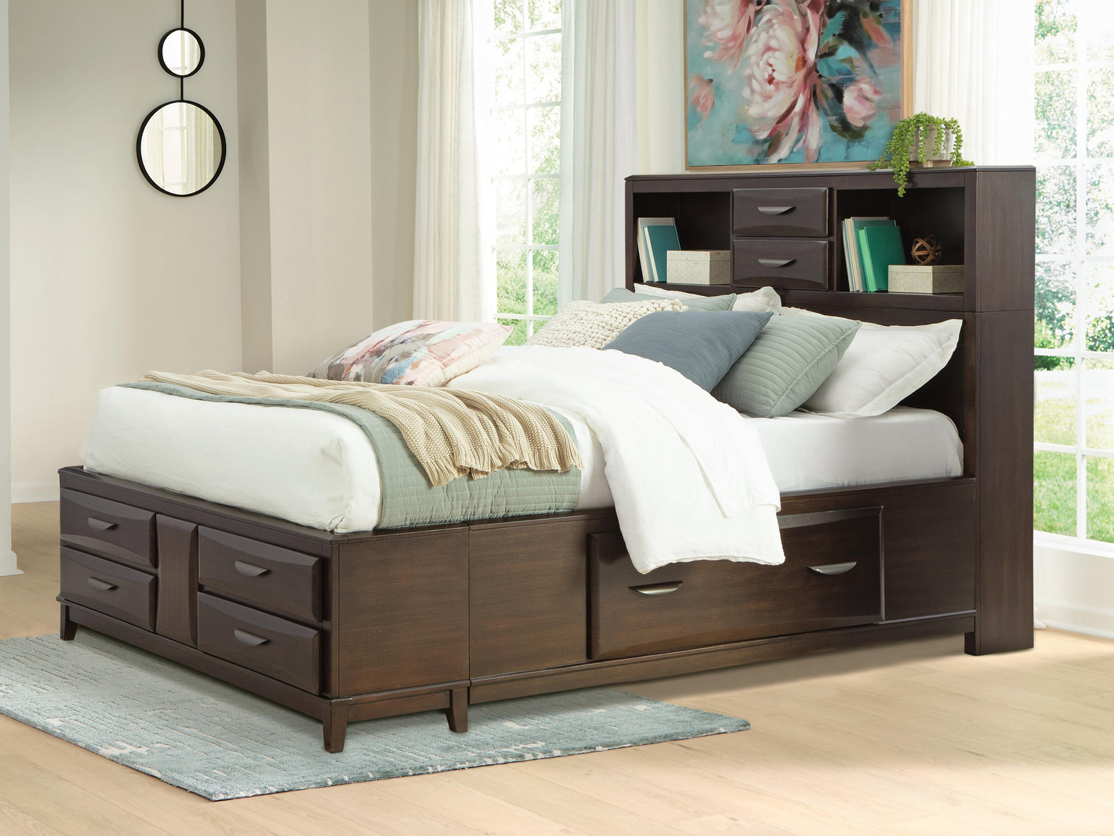 Vanmore Queen Storage Bed - Dark Brown (2)