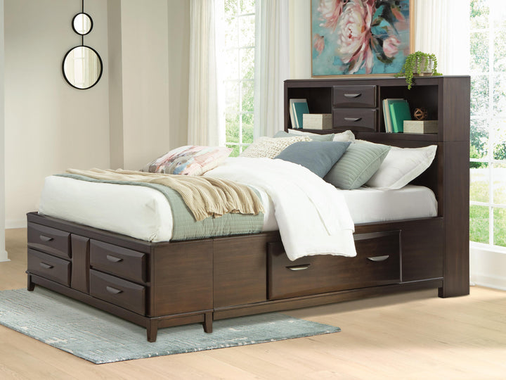 Vanmore Queen Storage Bed - Dark Brown (2)