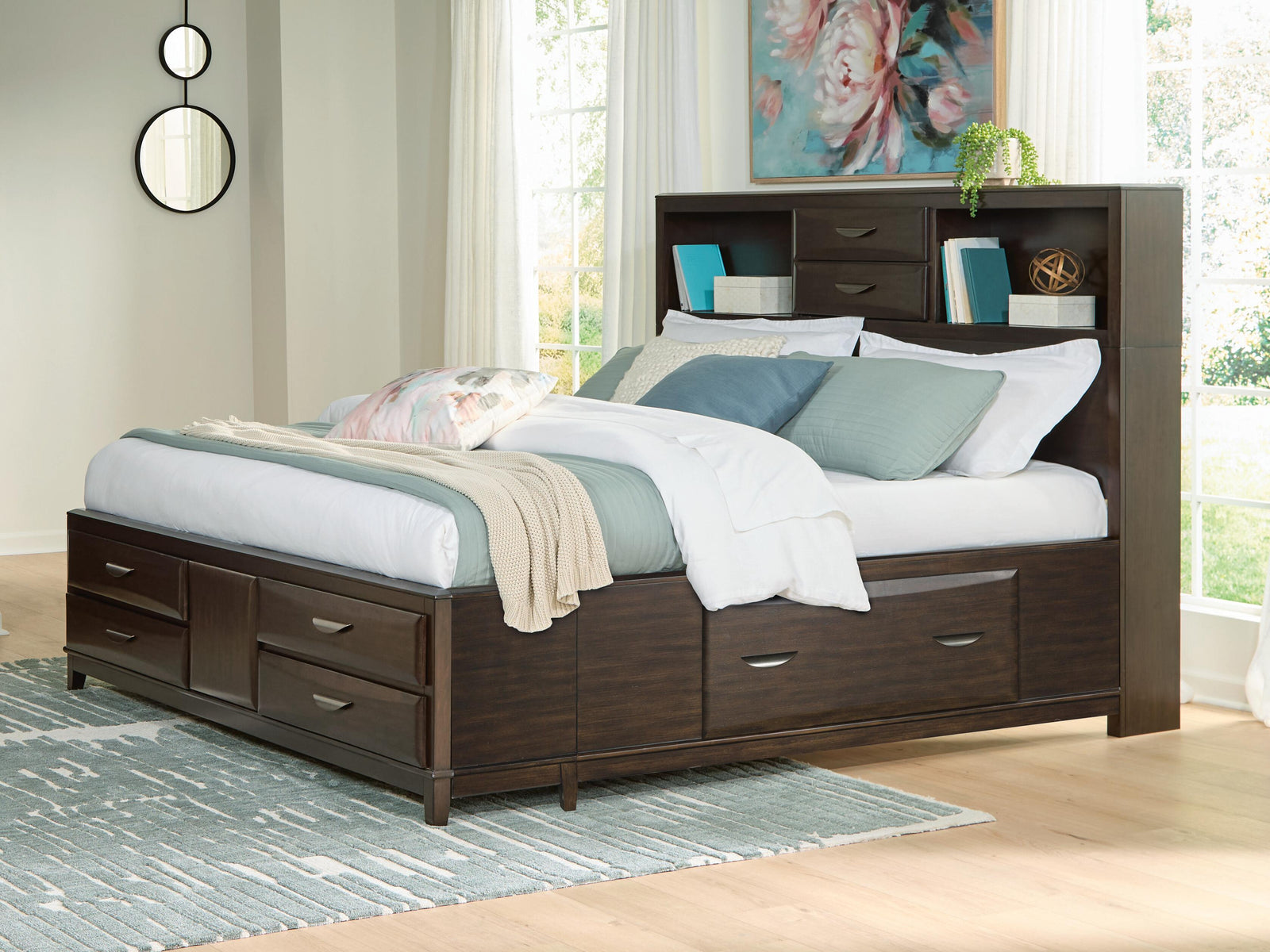 Vanmore California King Storage Bed - Dark Brown (2)