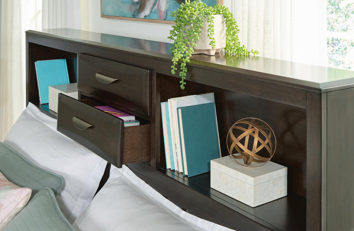 Vanmore California King Storage Bed - Dark Brown (6)