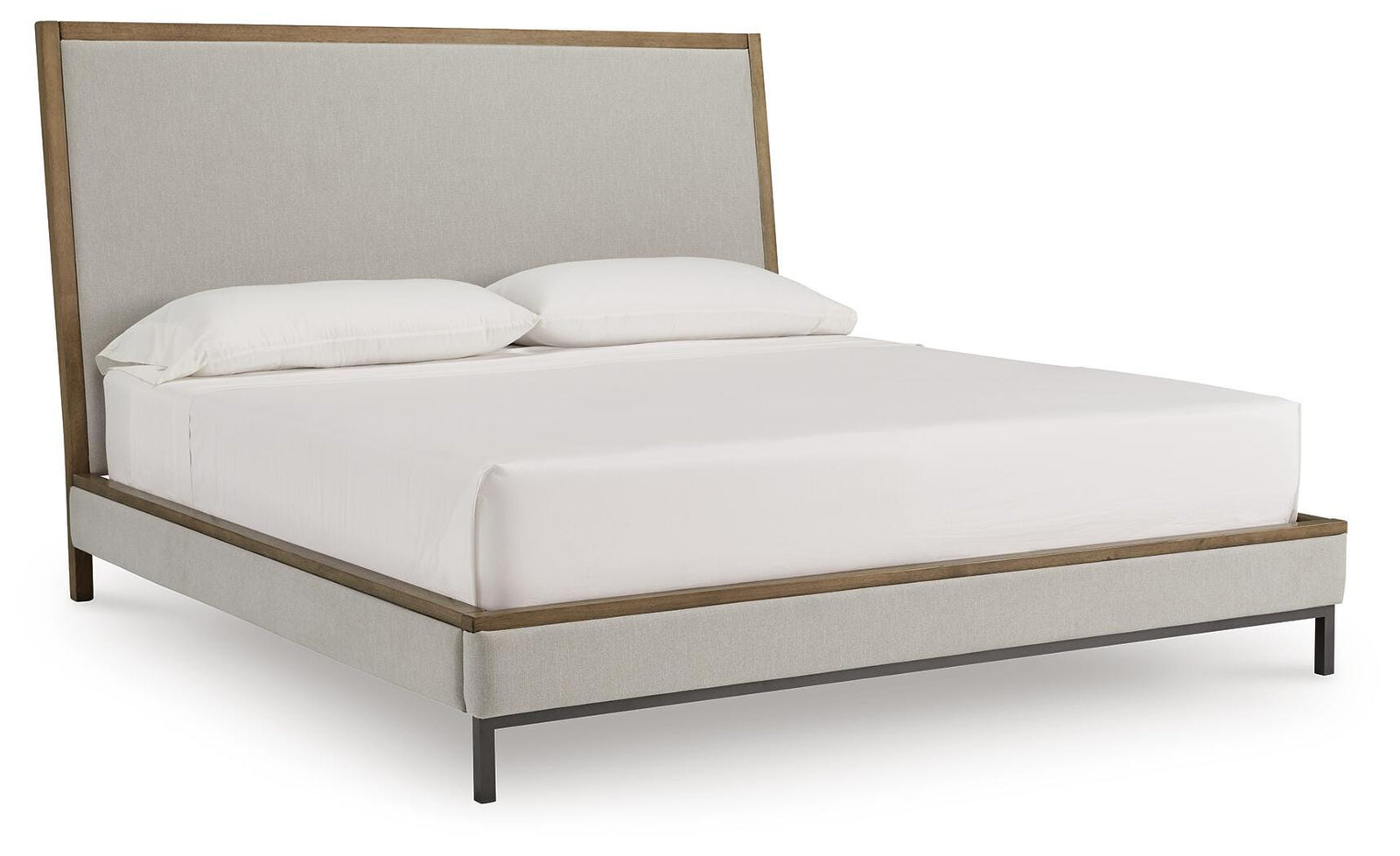 Tomtyn King Upholstered Bed - Light Brown (1)