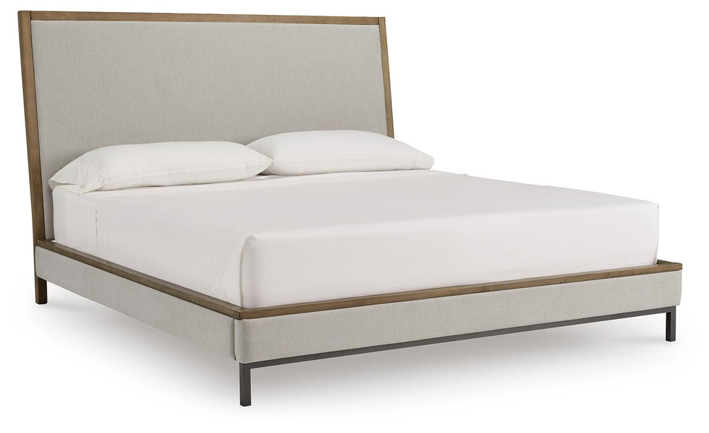 Tomtyn King Upholstered Bed - Light Brown (1)