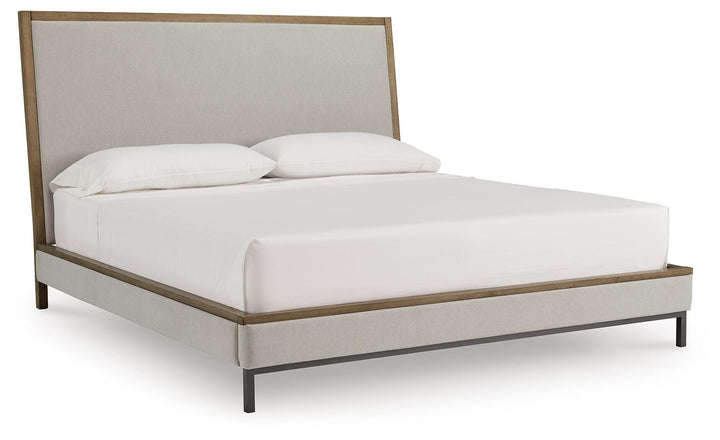 Tomtyn California King Upholstered Bed - Light Brown (1)