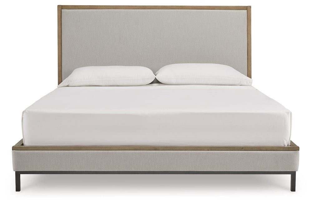 Tomtyn California King Upholstered Bed - Light Brown (4)