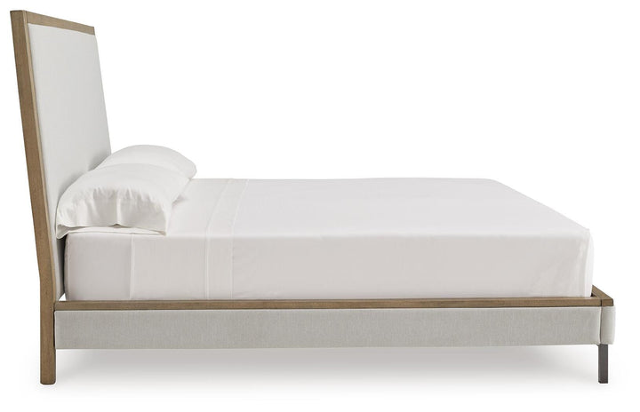 Tomtyn King Upholstered Bed - Light Brown (5)