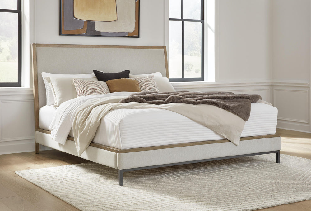 Tomtyn California King Upholstered Bed - Light Brown (2)