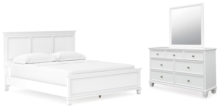 Fortman California King Panel Bed, Dresser and Mirror - White (1)