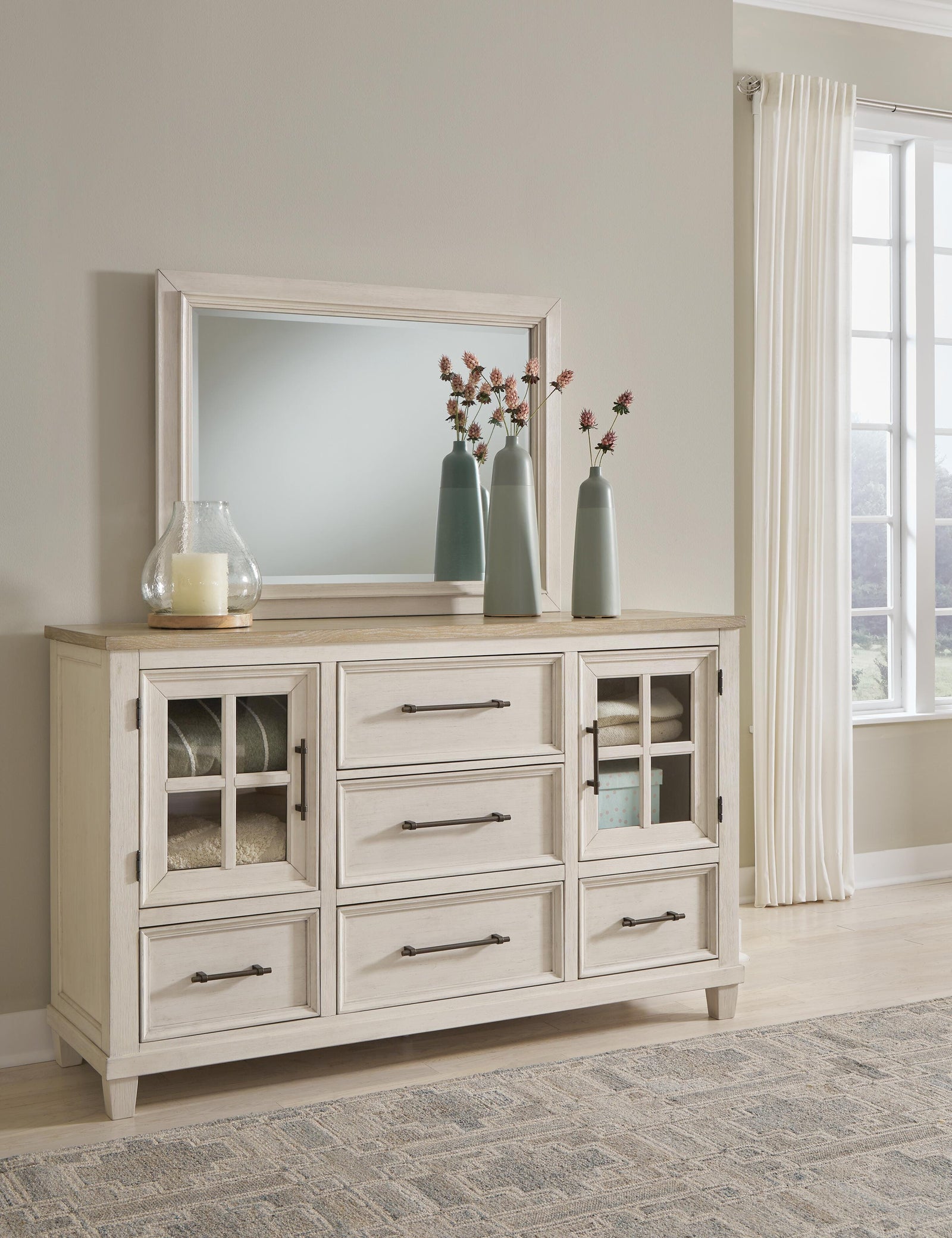 Shaybrock Dresser and Mirror - White (2)