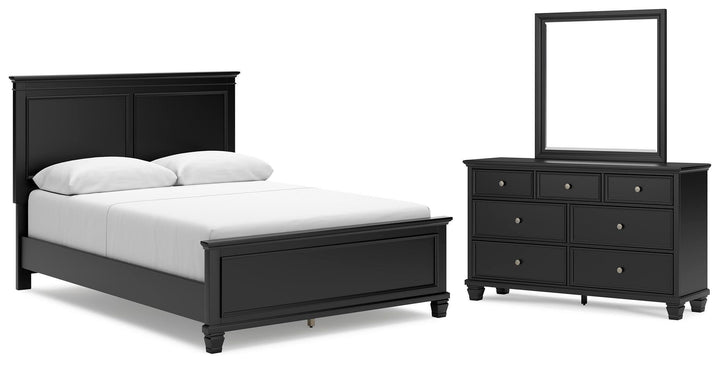 Lanolee Queen Panel Bed, Dresser and Mirror - Black (1)