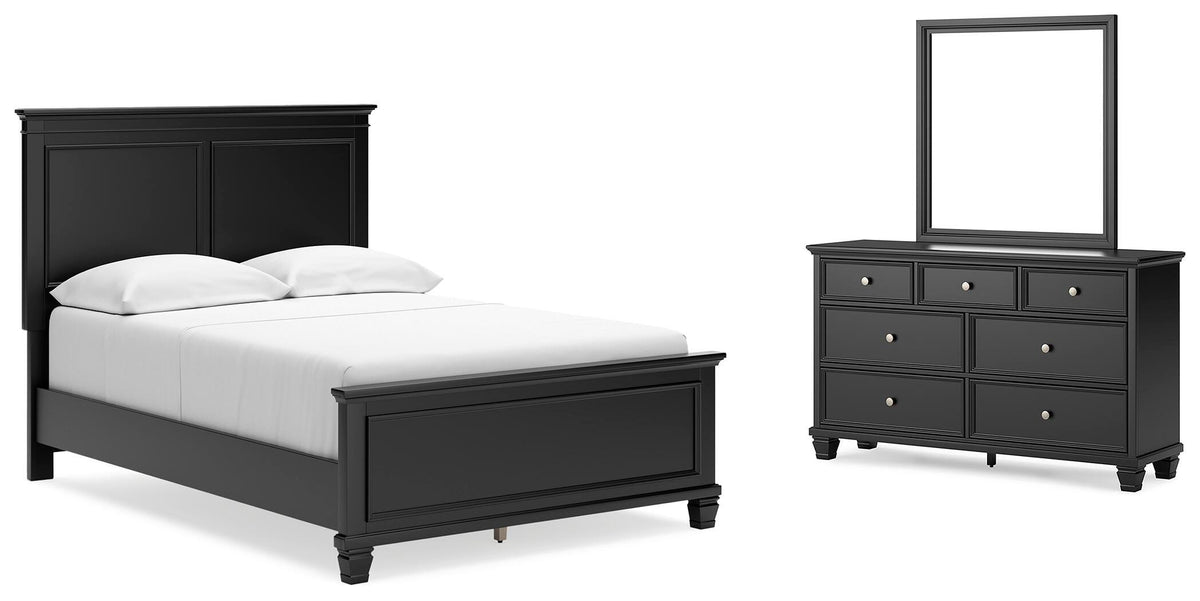 Lanolee Full Panel Bed, Dresser and Mirror - Black (1)