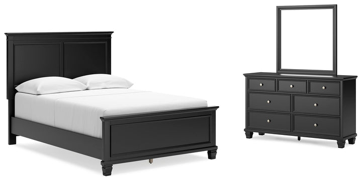 Lanolee Full Panel Bed, Dresser and Mirror - Black (1)