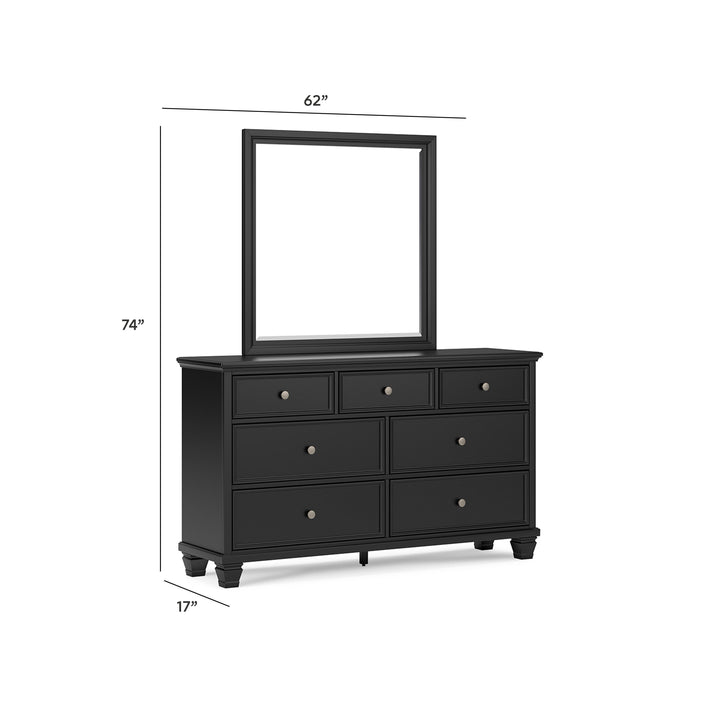 Lanolee King Panel Bed, Dresser, Mirror and 2 Nightstands - Black (9)