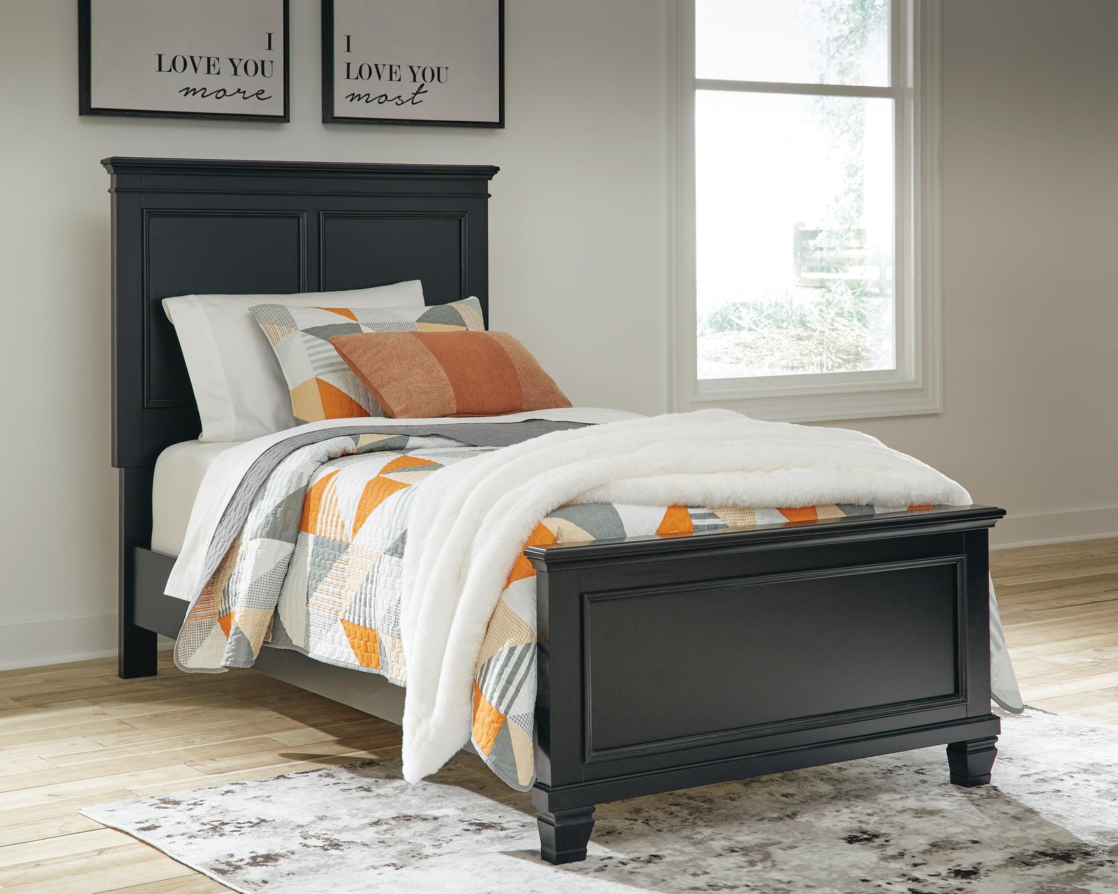 Lanolee Twin Panel Bed - Black (2)