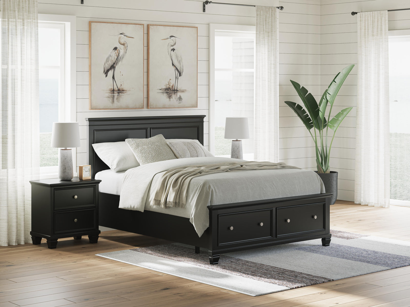 Lanolee Queen Panel Storage Bed - Black (2)