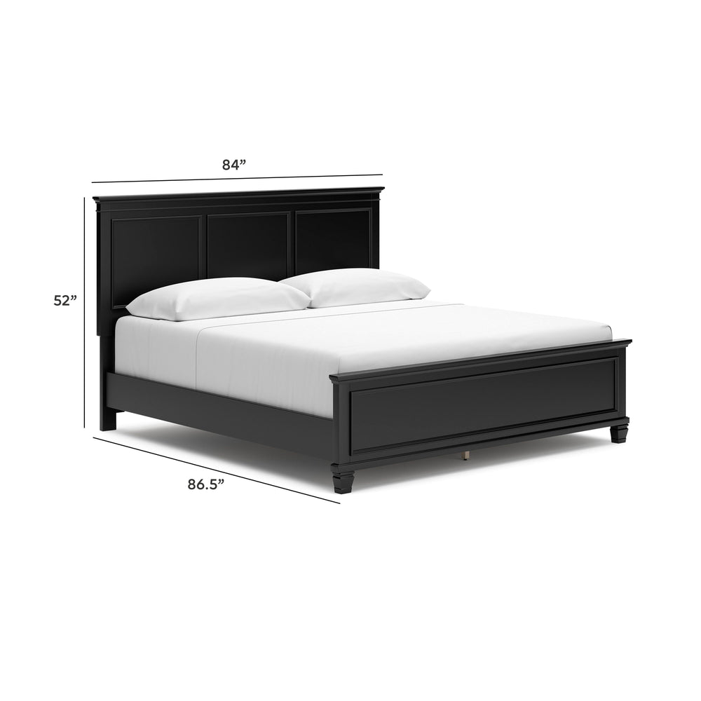 Lanolee King Panel Bed, Dresser, Mirror and 2 Nightstands - Black (17)