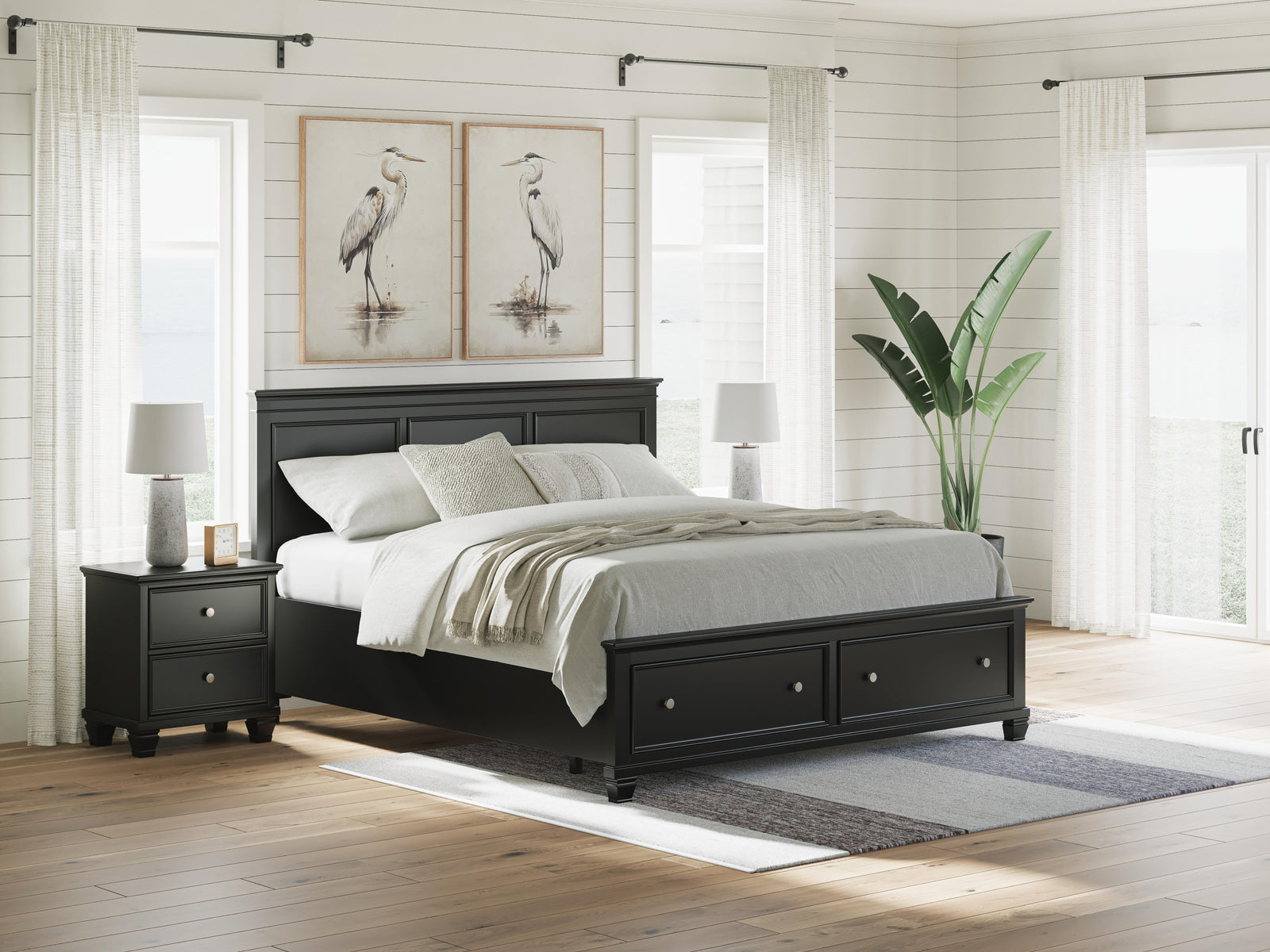 Lanolee California King Panel Storage Bed - Black (2)