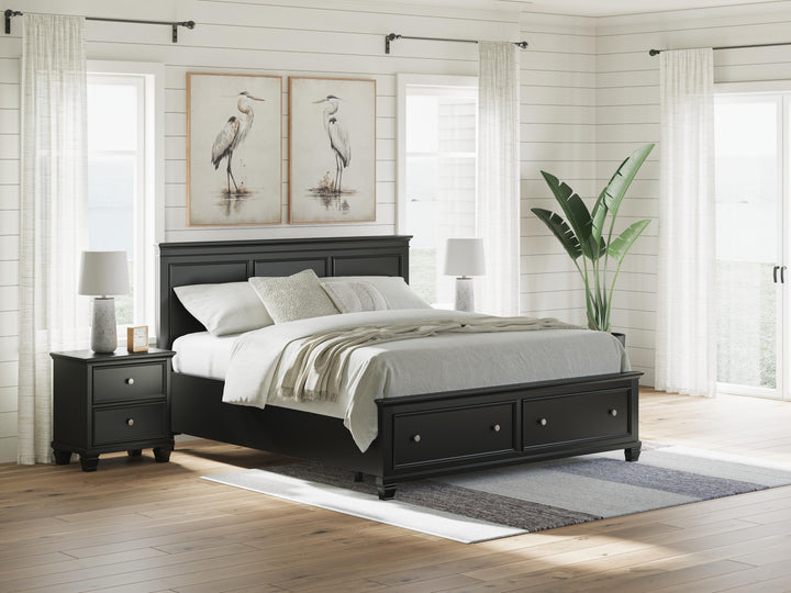 Lanolee California King Panel Storage Bed - Black (2)