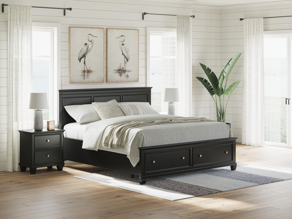 Lanolee California King Panel Storage Bed - Black (2)