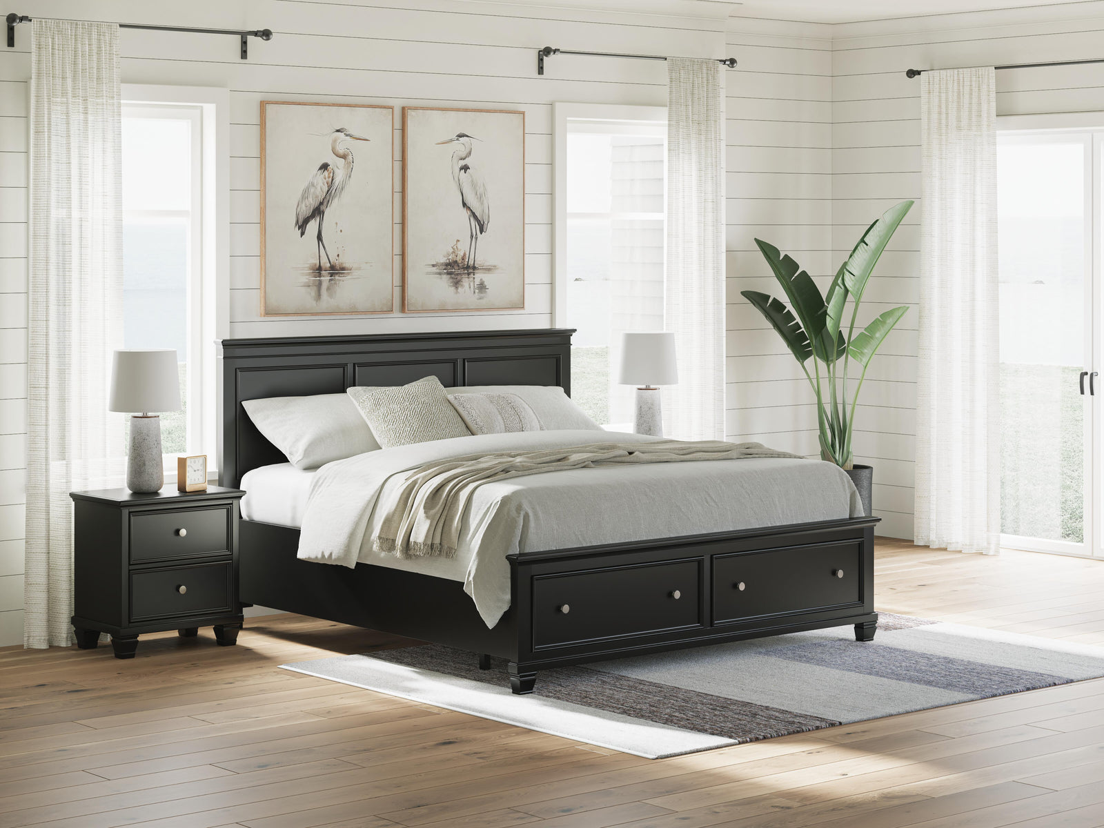 Lanolee King Panel Storage Bed - Black (2)