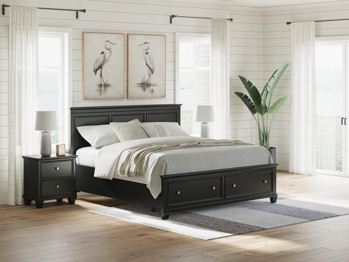 Lanolee King Panel Storage Bed - Black (2)
