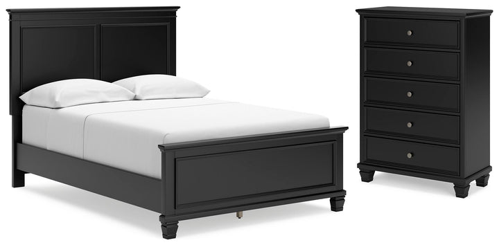 Lanolee Full Panel Bed and Chest - Black (1)