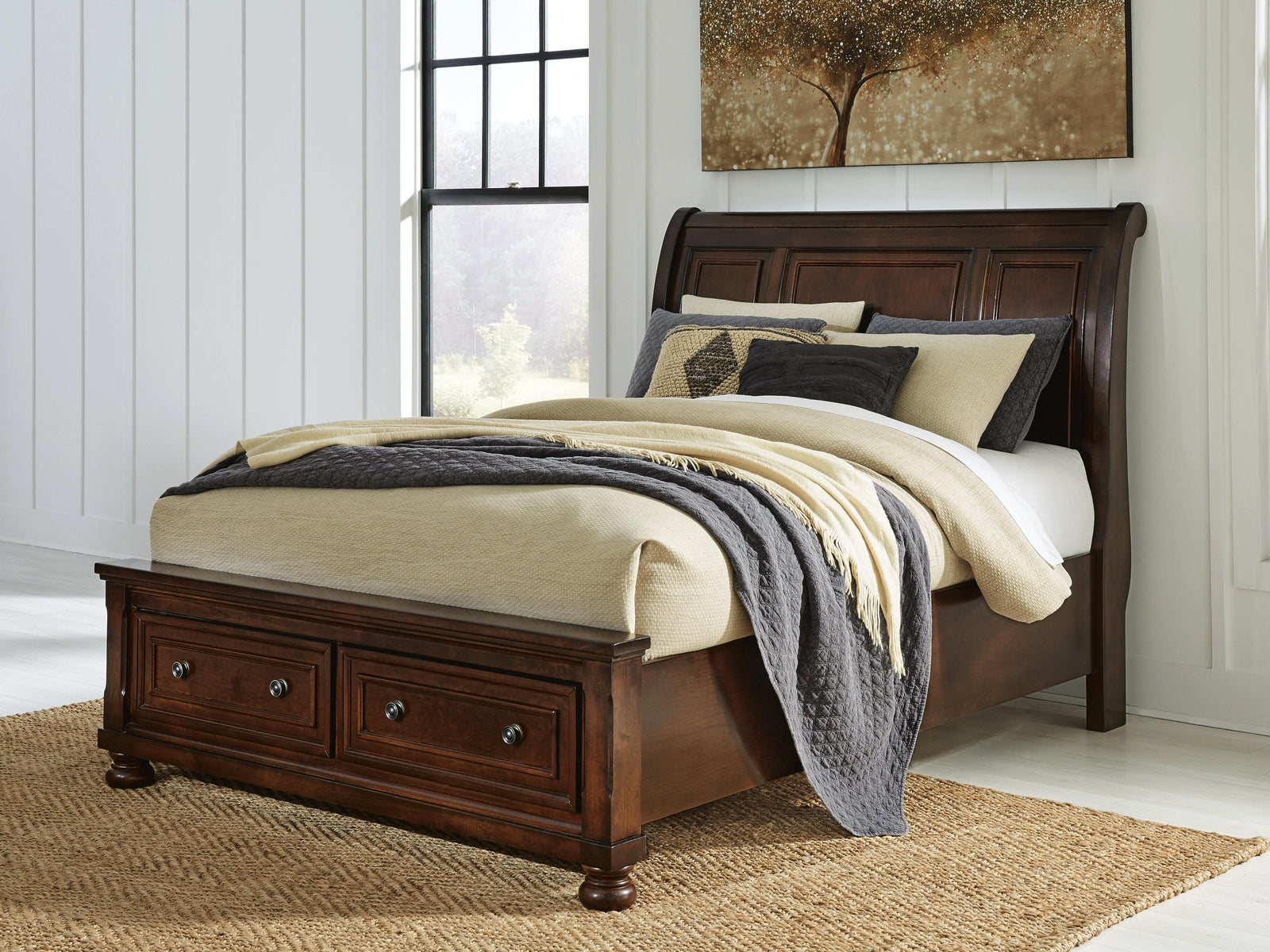 Porter Queen Sleigh Storage Bed - Dark Brown (2)