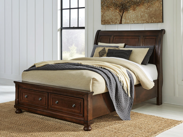 Porter Queen Sleigh Storage Bed - Dark Brown (2)