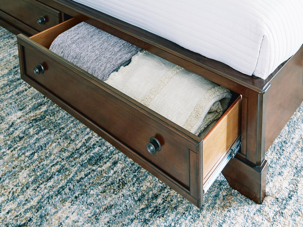 Trellington Queen Sleigh Storage Bed - Dark Brown (3)