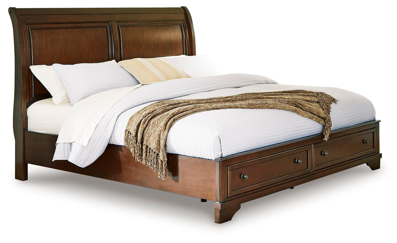 Trellington Queen Sleigh Storage Bed - Dark Brown (1)