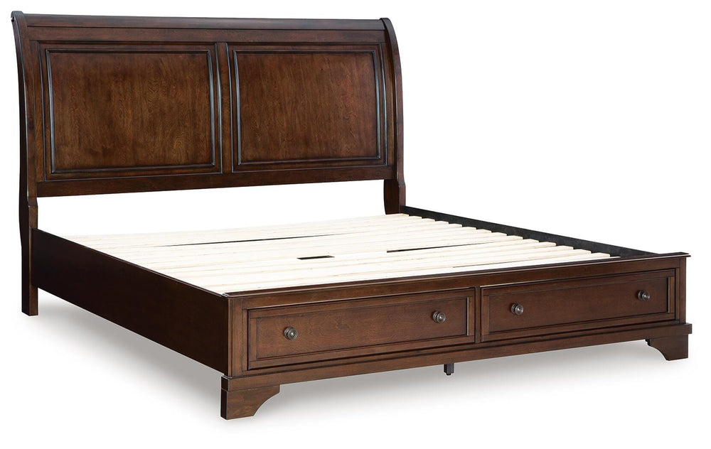 Trellington King Sleigh Storage Bed - Dark Brown (3)