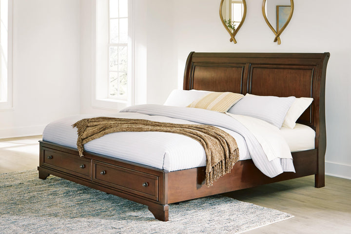 Trellington King Sleigh Storage Bed - Dark Brown (2)
