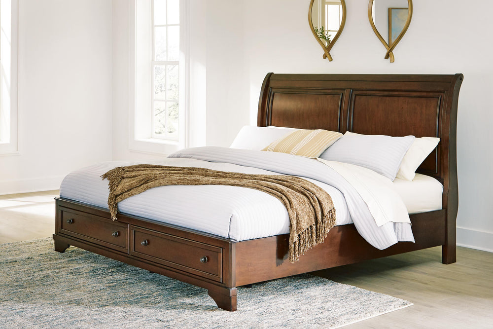 Trellington King Sleigh Storage Bed - Dark Brown (2)