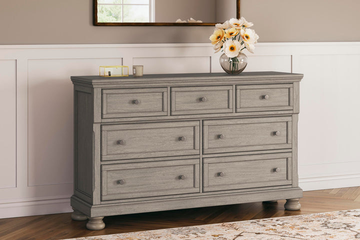 Lettner Queen Panel Bed, Dresser, and Nightstand - Light Gray (8)