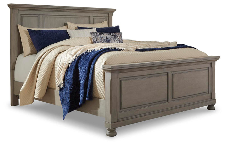 Lettner King Panel Bed with Dresser, Mirror and Nightstand - Light Gray (4)