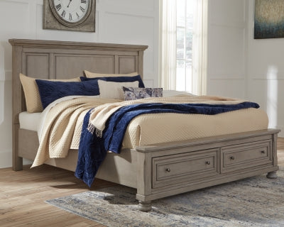 Lettner California King Panel Storage bed - Gray | Ashley Furniture