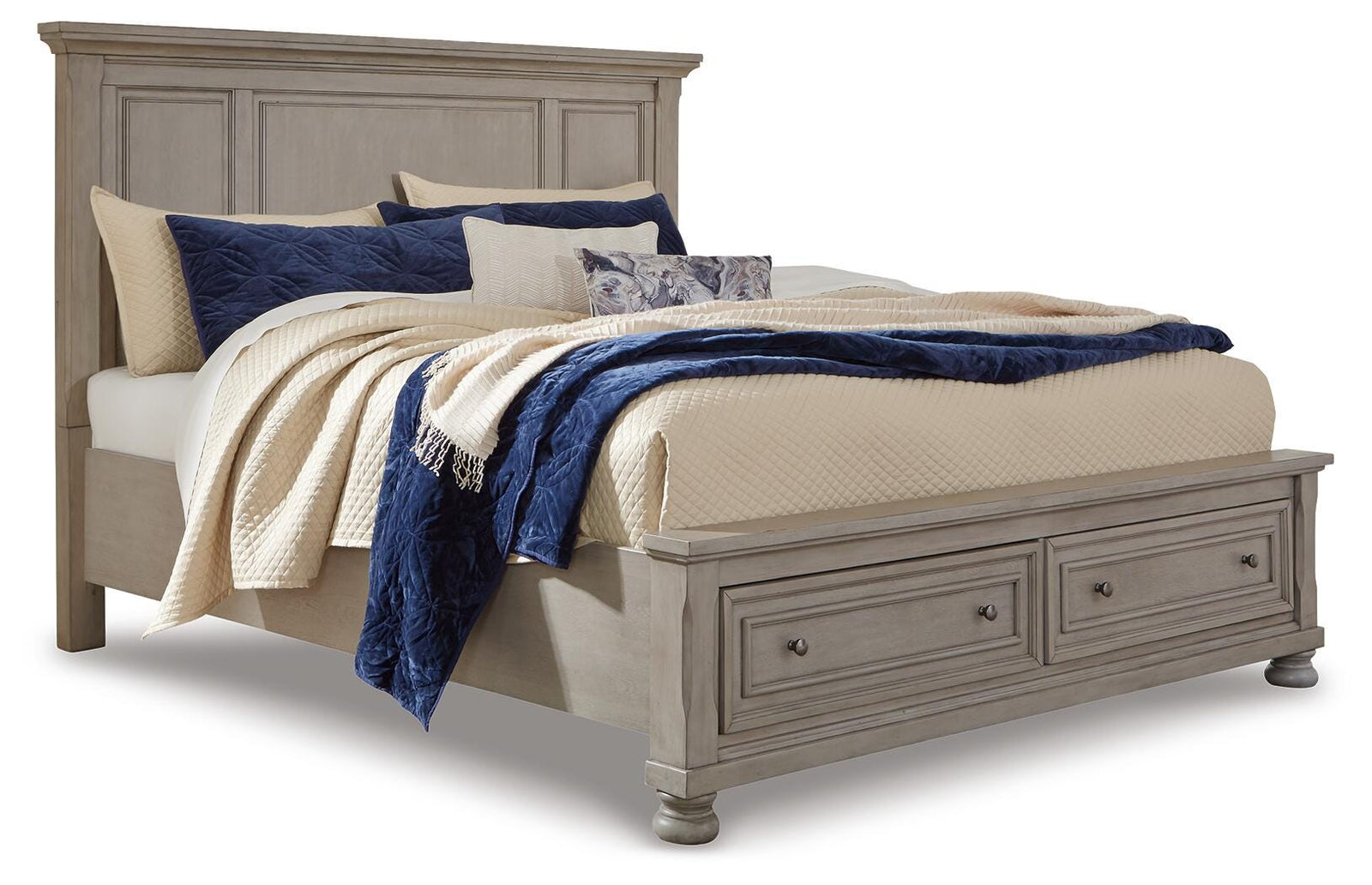 Lettner King Panel Storage Bed - Gray (1)
